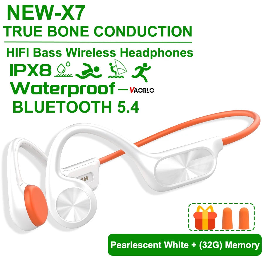 IPX8 Waterproof Swimming Diving Bone Conduction Headphone Bluetooth 5.3 Bass Wireless Headset MP3 (32G) Player Fitness Earphone