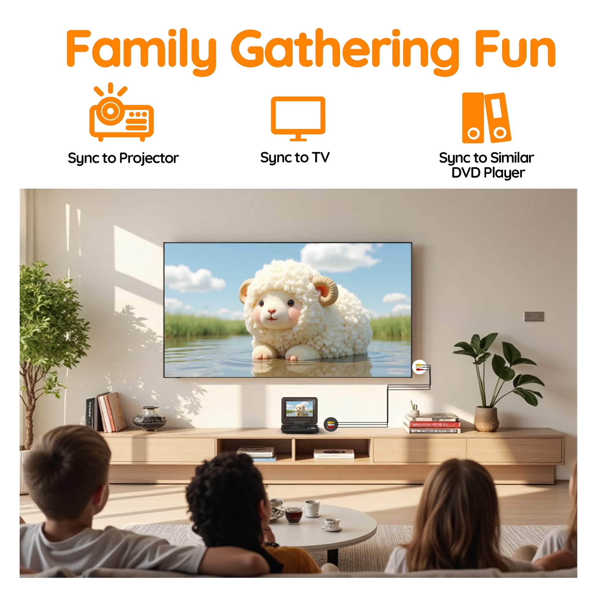 9.5'' Portable DVD Player for Kids, 7.5'' Swivel Screen, 5H Battery, Region Free USB/SD/DVD, DVD Player for Car Travel