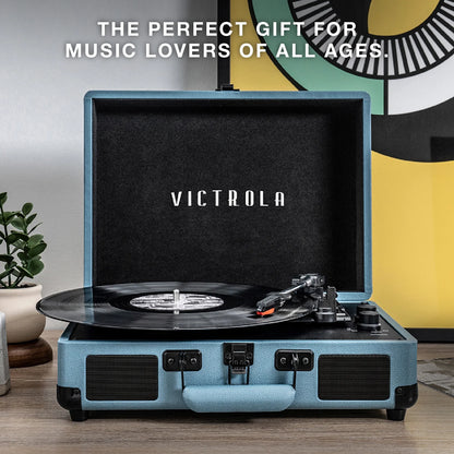 Journey Bluetooth Portable Suitcase Record Player with 3-Speed Turntable & Built-In Speakers | Red