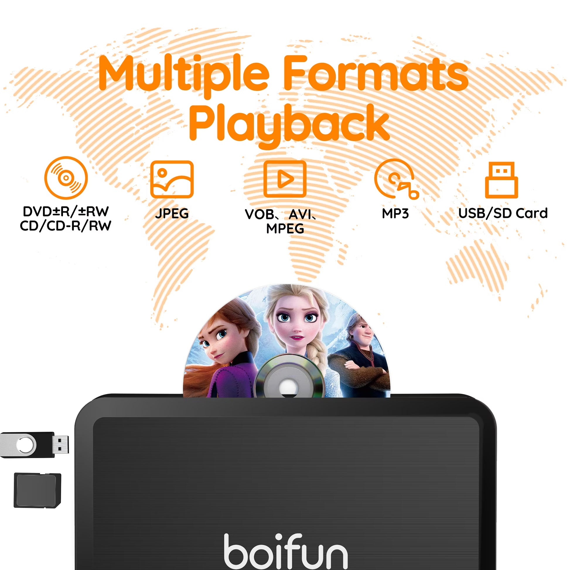 9.5'' Portable DVD Player for Kids, 7.5'' Swivel Screen, 5H Battery, Region Free USB/SD/DVD, DVD Player for Car Travel