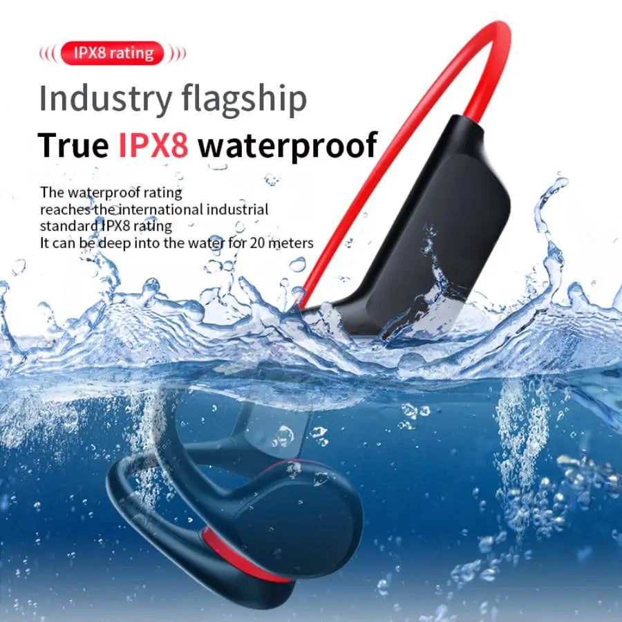 IPX8 Waterproof Swimming Diving Bone Conduction Headphone Bluetooth 5.3 Bass Wireless Headset MP3 (32G) Player Fitness Earphone