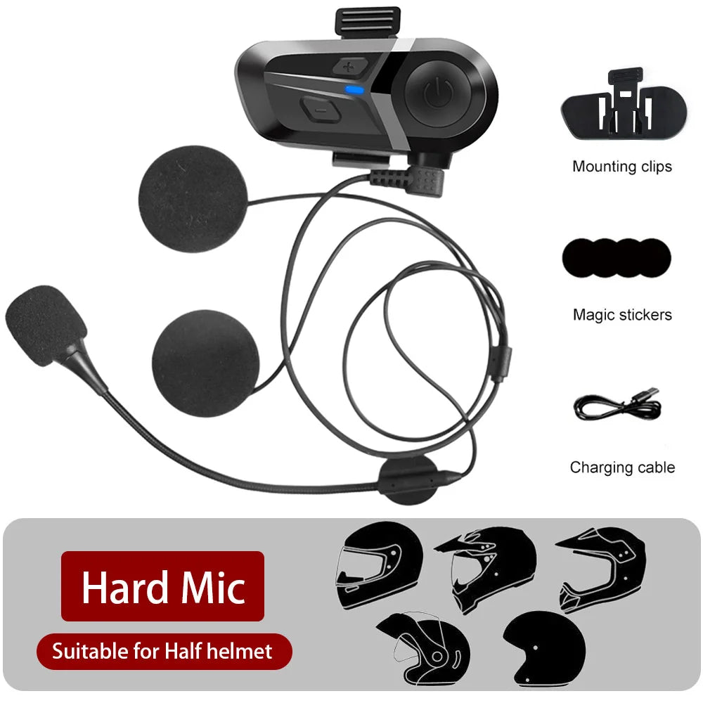 Waterproof Motorcycle Helmet Headset Wireless Hands-Free Call Phone Earphone Music Player for Moto Helmet BT 5.3