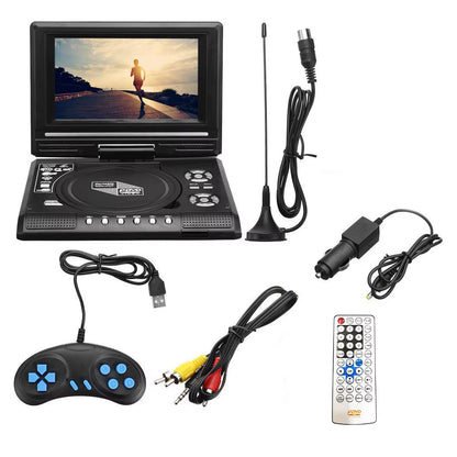 7.8 Inch Portable HD TV Home Car DVD Player VCD CD MP3 DVD Player USB Cards RCA TV Portatil Cable Game 16:9 Rotate LCD Screen