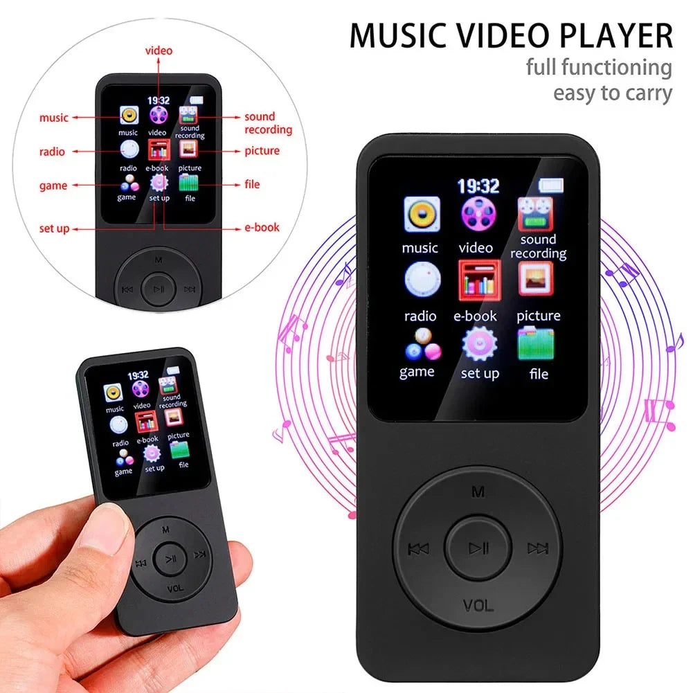 MP3 Bluetooth Player with Type-C Interface for Fast Charging 5.4 Bluetooth Version Expandable Memory Card Music Player FM E-Book