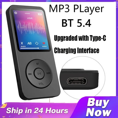MP3 Bluetooth Player with Type-C Interface for Fast Charging 5.4 Bluetooth Version Expandable Memory Card Music Player FM E-Book