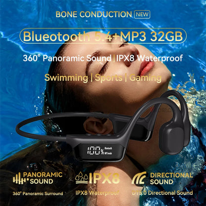 Wireless Bone Conduction Headphones Bluetooth 32GB MP3 Player IPX8 Waterproof Swimming Sports HIFI Music Headsets