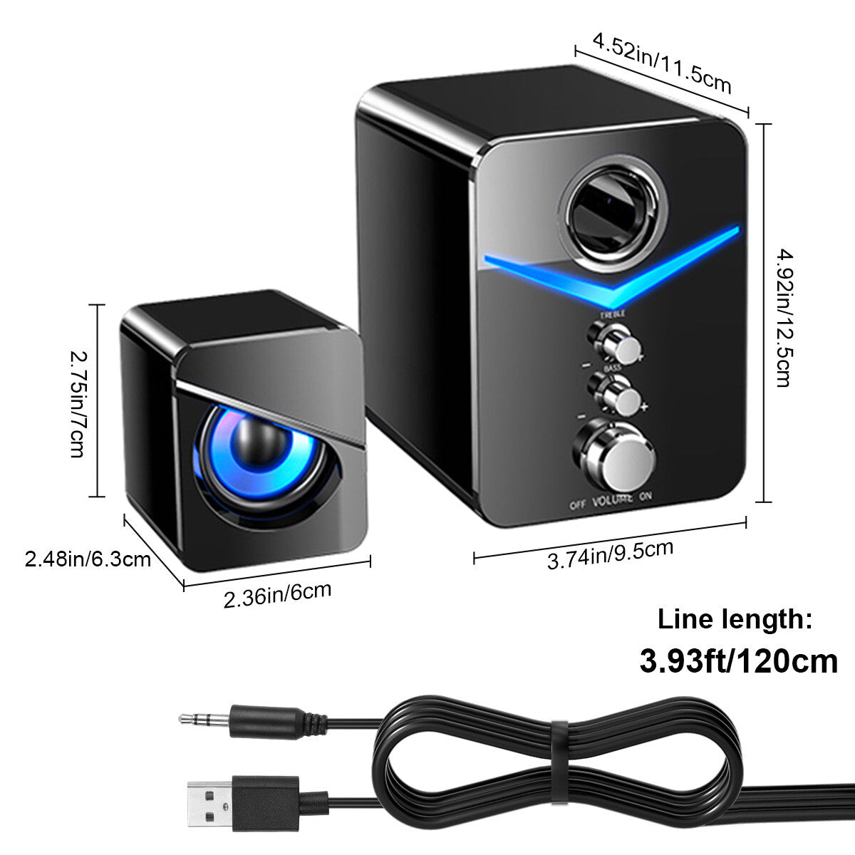 Computer Speakers Surround Sound System Wired PC Speakers Gaming Bass 3.5Mm Jack