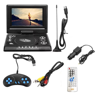 7.8 Inch Portable HD TV Home Car DVD Player VCD CD MP3 DVD Player USB Cards RCA TV Portatil Cable Game 16:9 Rotate LCD Screen