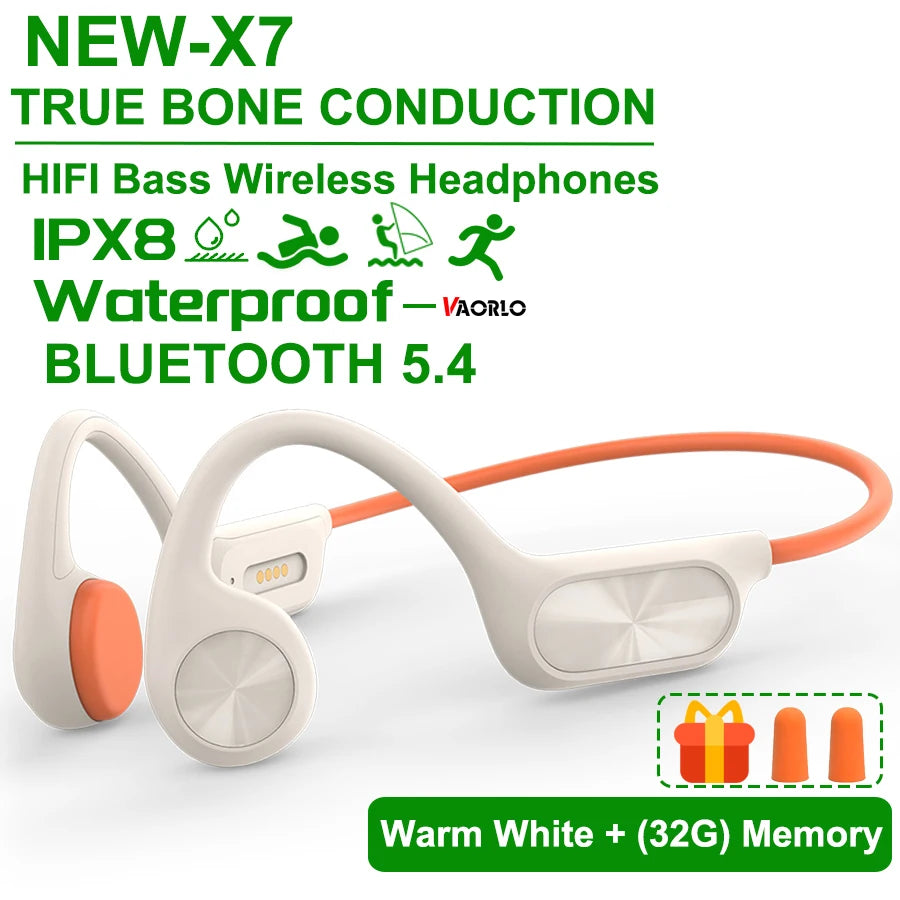 IPX8 Waterproof Swimming Diving Bone Conduction Headphone Bluetooth 5.3 Bass Wireless Headset MP3 (32G) Player Fitness Earphone