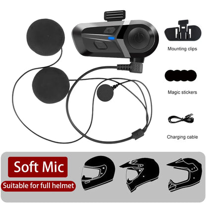 Waterproof Motorcycle Helmet Headset Wireless Hands-Free Call Phone Earphone Music Player for Moto Helmet BT 5.3
