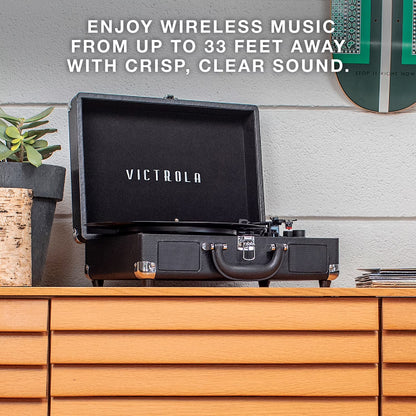 Journey Bluetooth Portable Suitcase Record Player with 3-Speed Turntable & Built-In Speakers | Red