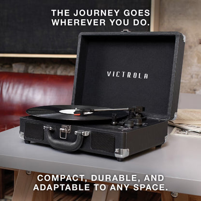 Journey Bluetooth Portable Suitcase Record Player with 3-Speed Turntable & Built-In Speakers | Red