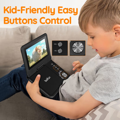 9.5'' Portable DVD Player for Kids, 7.5'' Swivel Screen, 5H Battery, Region Free USB/SD/DVD, DVD Player for Car Travel