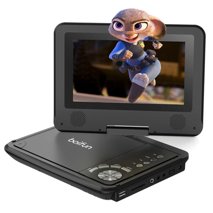 9.5'' Portable DVD Player for Kids, 7.5'' Swivel Screen, 5H Battery, Region Free USB/SD/DVD, DVD Player for Car Travel