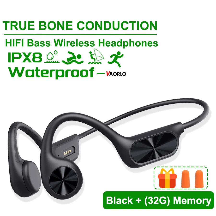 IPX8 Waterproof Swimming Diving Bone Conduction Headphone Bluetooth 5.3 Bass Wireless Headset MP3 (32G) Player Fitness Earphone