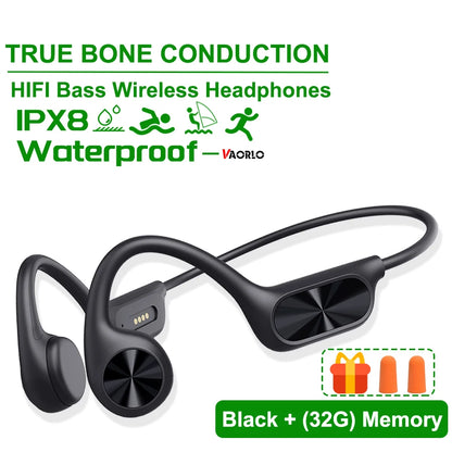 IPX8 Waterproof Swimming Diving Bone Conduction Headphone Bluetooth 5.3 Bass Wireless Headset MP3 (32G) Player Fitness Earphone