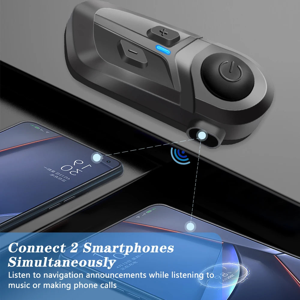 Waterproof Motorcycle Helmet Headset Wireless Hands-Free Call Phone Earphone Music Player for Moto Helmet BT 5.3