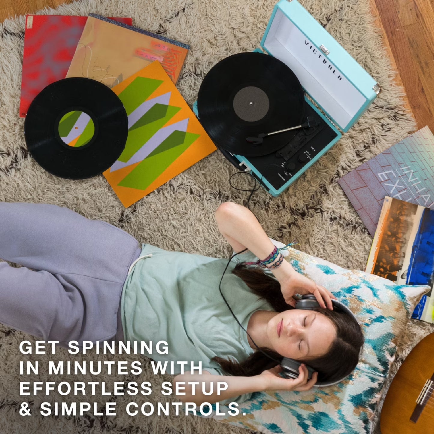 Journey Bluetooth Portable Suitcase Record Player with 3-Speed Turntable & Built-In Speakers | Red